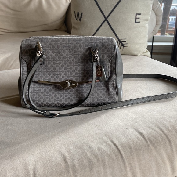 COACH SV/Light Grey Signature Jacquard & Leather MADISON MADELINE Satchel 25215 - Picture 2 of 6